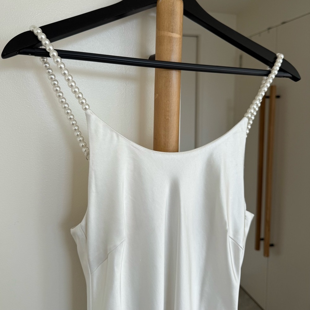 Solid & Striped X The Selena Satin Dress with Beaded Pearls Straps. Retail: $318 - Picture 3 of 15